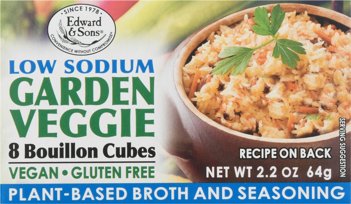 slide 13 of 13, Edward & Sons Low Sodium Garden Veggie Bouillon Cubes 8 ea, 2.2 oz