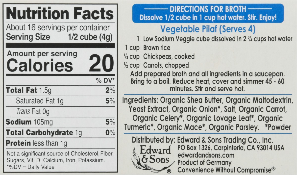 slide 7 of 13, Edward & Sons Low Sodium Garden Veggie Bouillon Cubes 8 ea, 2.2 oz