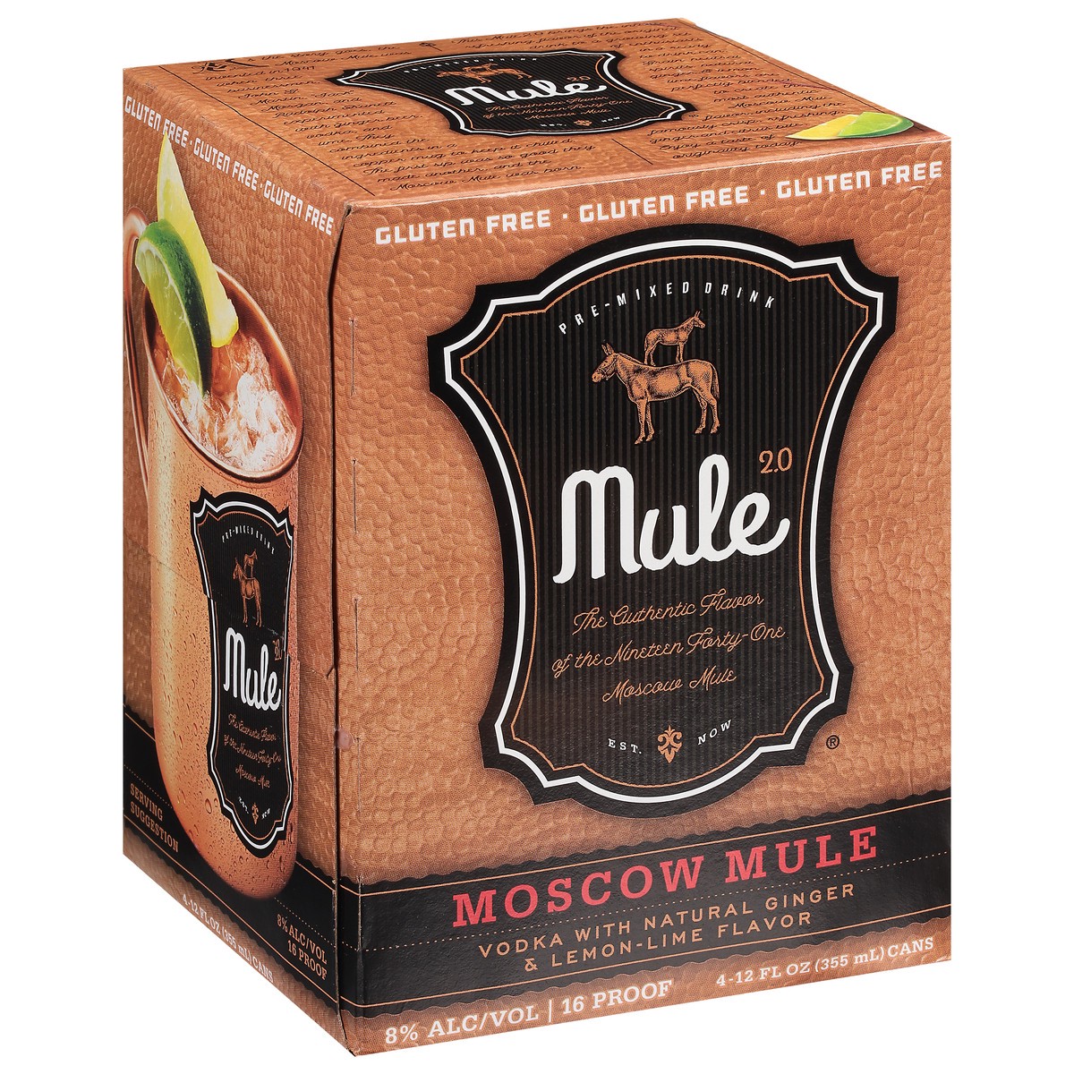 slide 7 of 9, Mule 2.0 Ginger & Lemon-Lime Flavor Moscow Mule Can 4 ea, 4 ct