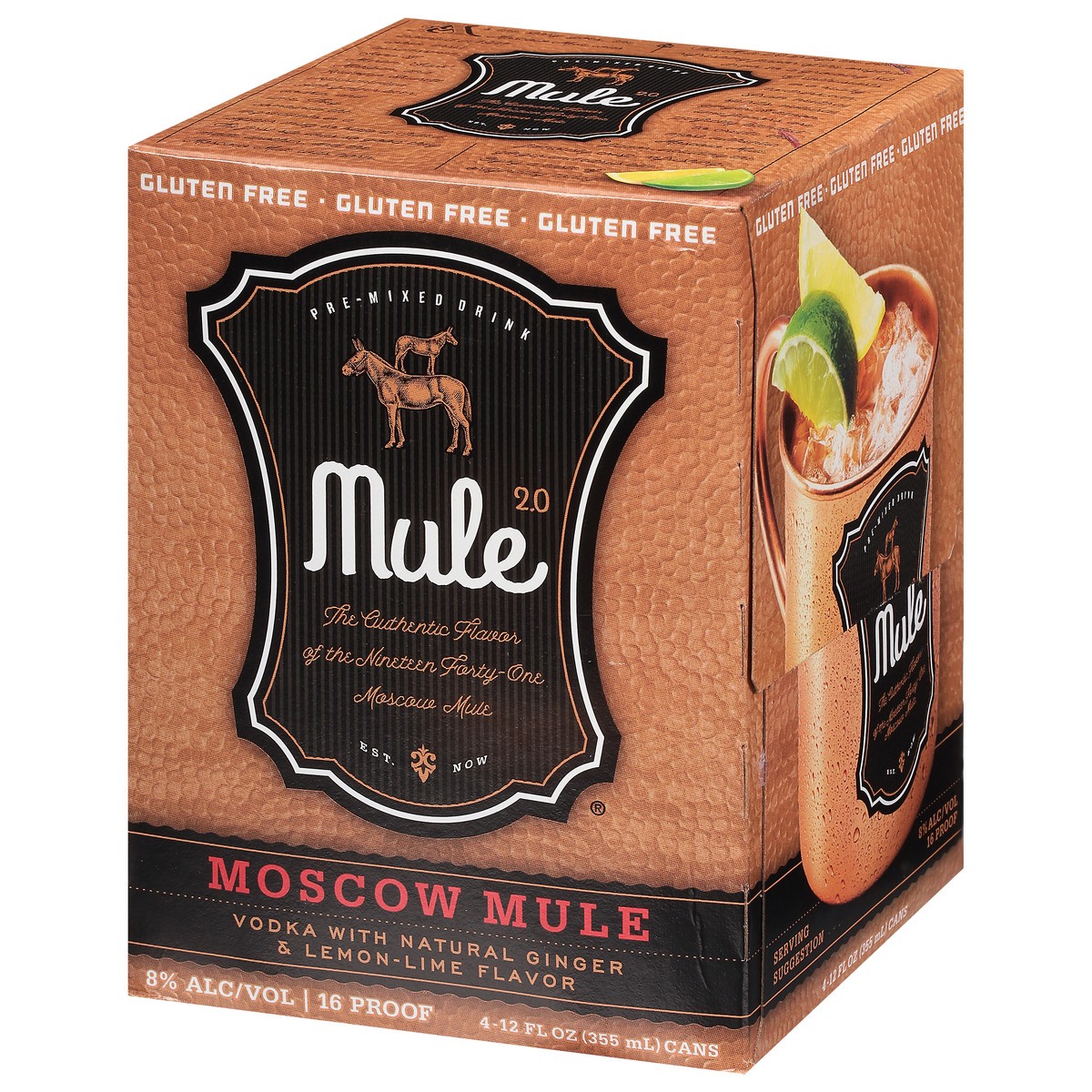 slide 5 of 9, Mule 2.0 Ginger & Lemon-Lime Flavor Moscow Mule Can 4 ea, 4 ct