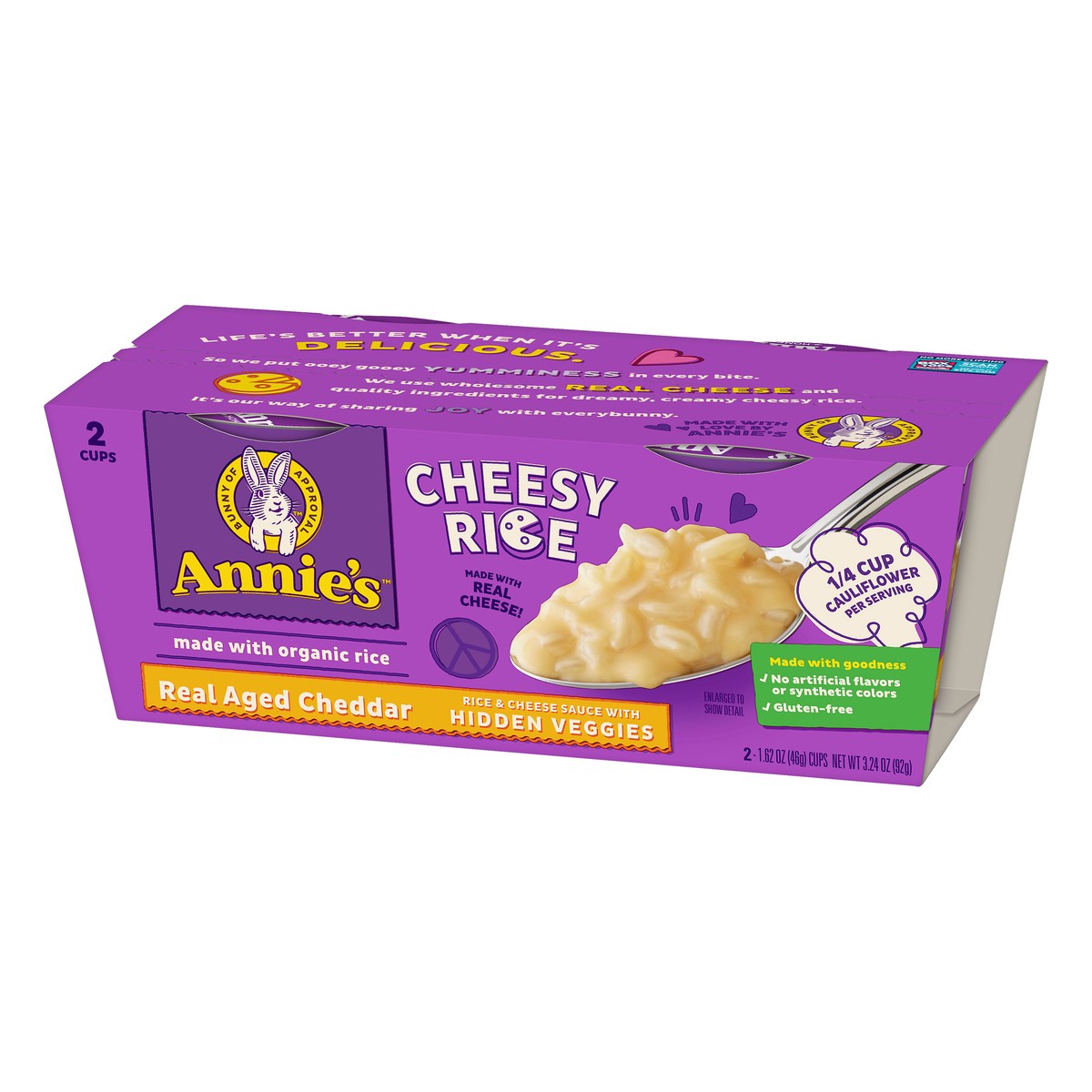 slide 3 of 9, Annie's Real Aged Cheddar Cheesy Rice 2 ea, 2 ct; 1.62 oz