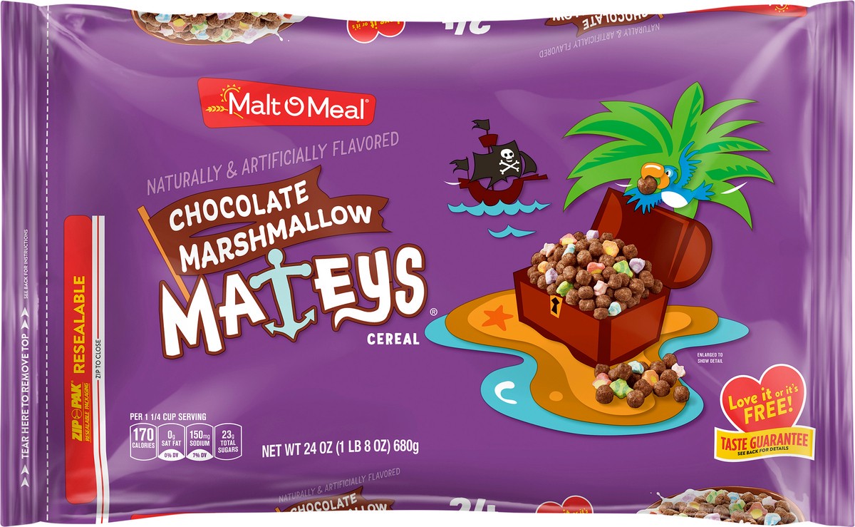 slide 7 of 7, Malt-O-Meal Chocolate Marshmallow Mateys Breakfast Cereal, 24 OZ Bag, 24 oz