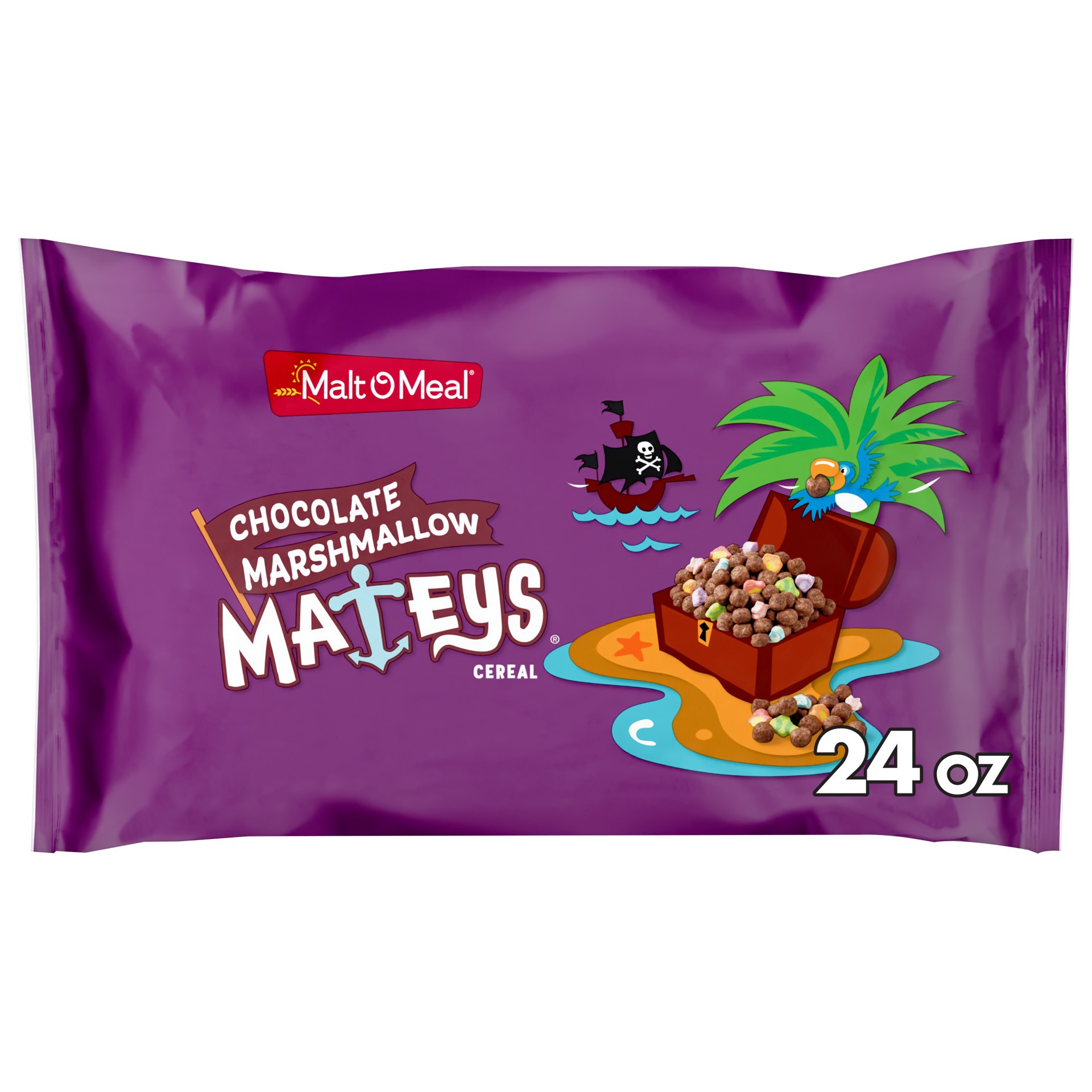 slide 1 of 7, Malt-O-Meal Chocolate Marshmallow Mateys Breakfast Cereal, 24 OZ Bag, 24 oz