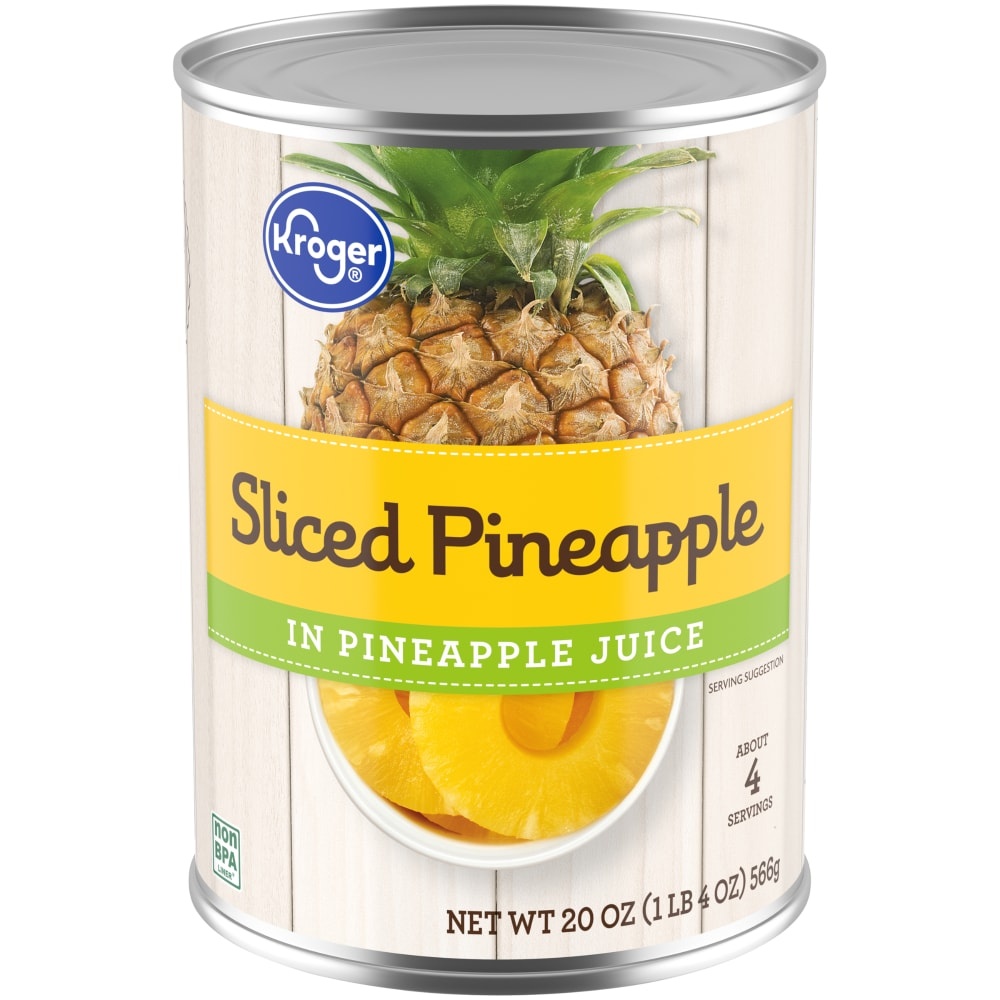 slide 1 of 1, Kroger Sliced Pineapple In Pineapple Juice, 20 oz