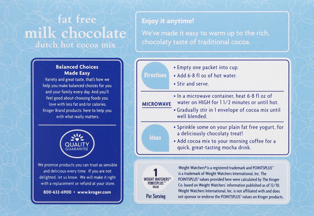 slide 6 of 6, Kroger Milk Chocolate Dutch Hot Cocoa Mix - Fat Free, 8 ct; 0.28 oz