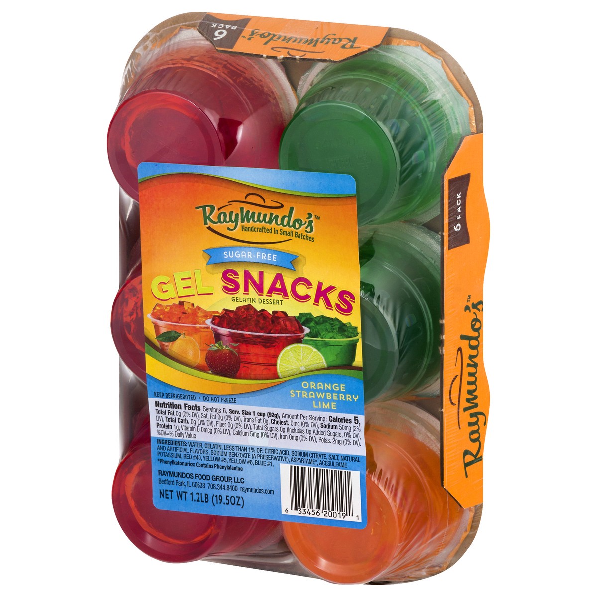 slide 10 of 12, Raymundo's Sugar free. Orange, strawberry, lime. Gel Snacks 6 ea, 6 ct