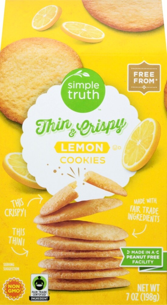 slide 1 of 1, Simple Truth Lemon Thin And Crispy Cookies, 7 oz