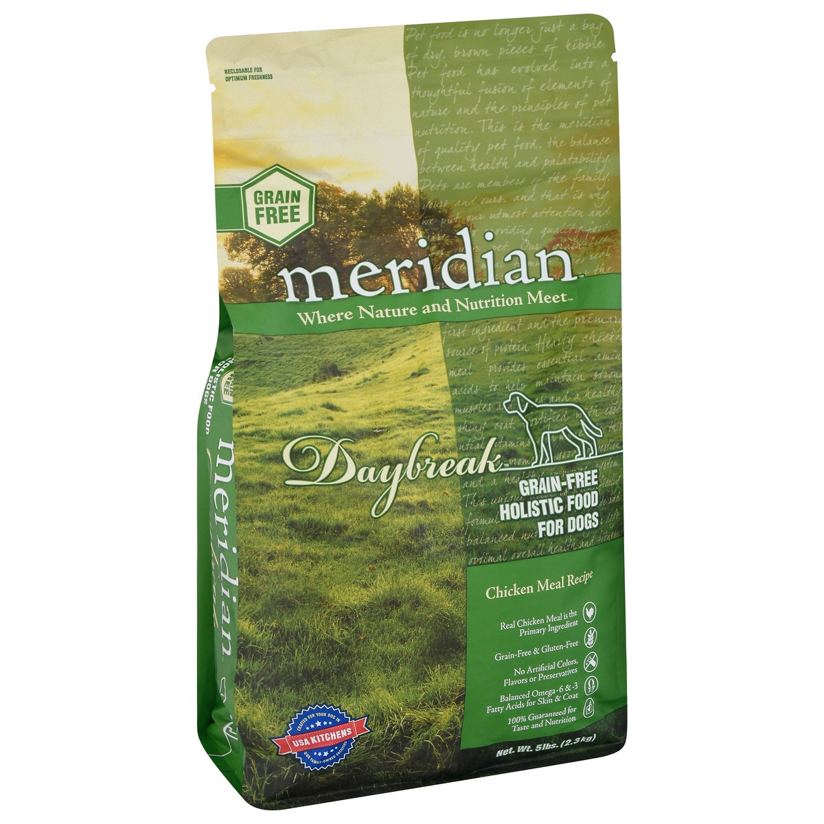 slide 2 of 9, Meridian Daybreak Grain-Free Holistic Chicken Meal Recipe Food for Dogs 5 lb, 5 lb