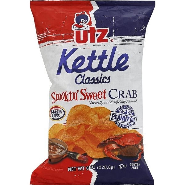 slide 1 of 1, Utz Quality Foods Inc. Kettle Classics Potato Chips Smokin' Sweet Crab, 8 oz