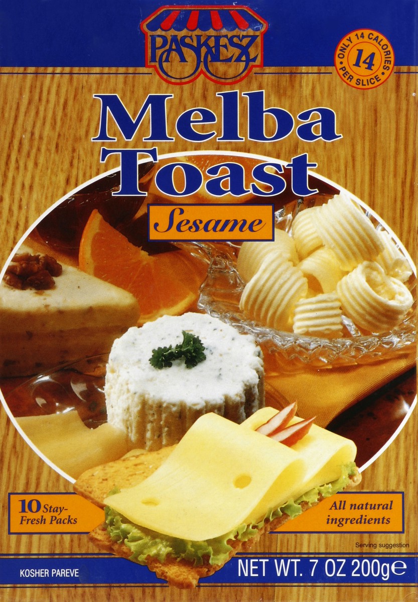 slide 3 of 5, Paskesz Sesame Melba Toast, 7 oz