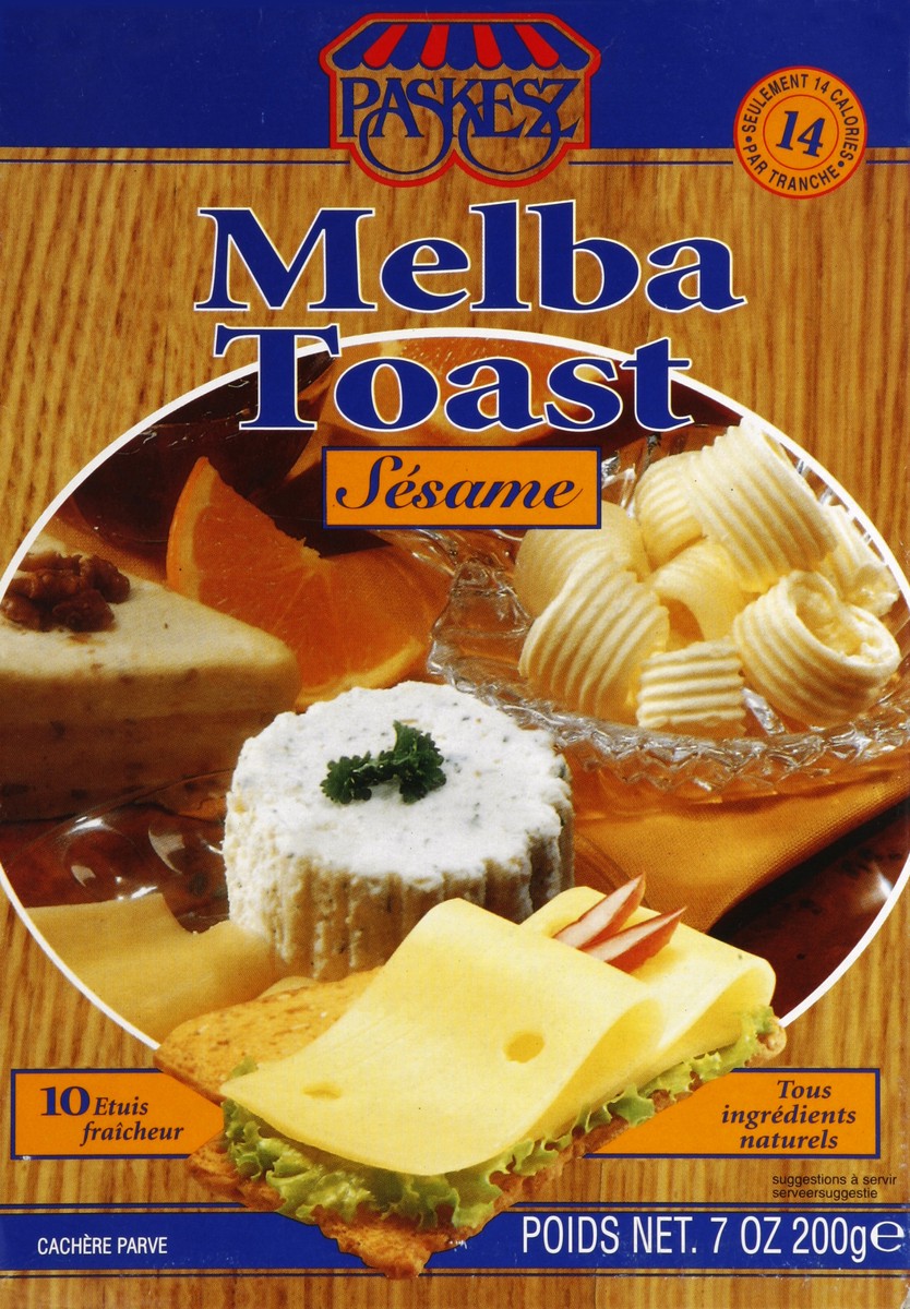 slide 2 of 5, Paskesz Sesame Melba Toast, 7 oz