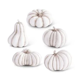 5 Assorted 4.25 White Resin Pumpkins