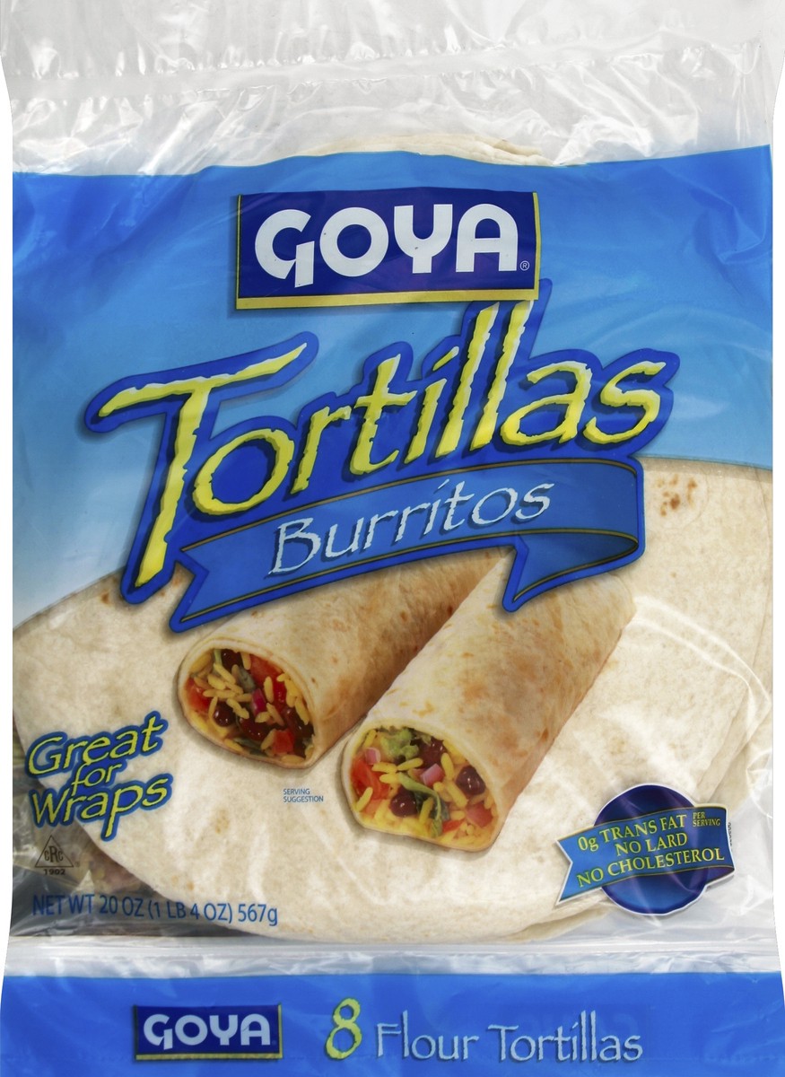 slide 2 of 5, Goya Burrito Flour Tortillas 10 Inch, 20 oz