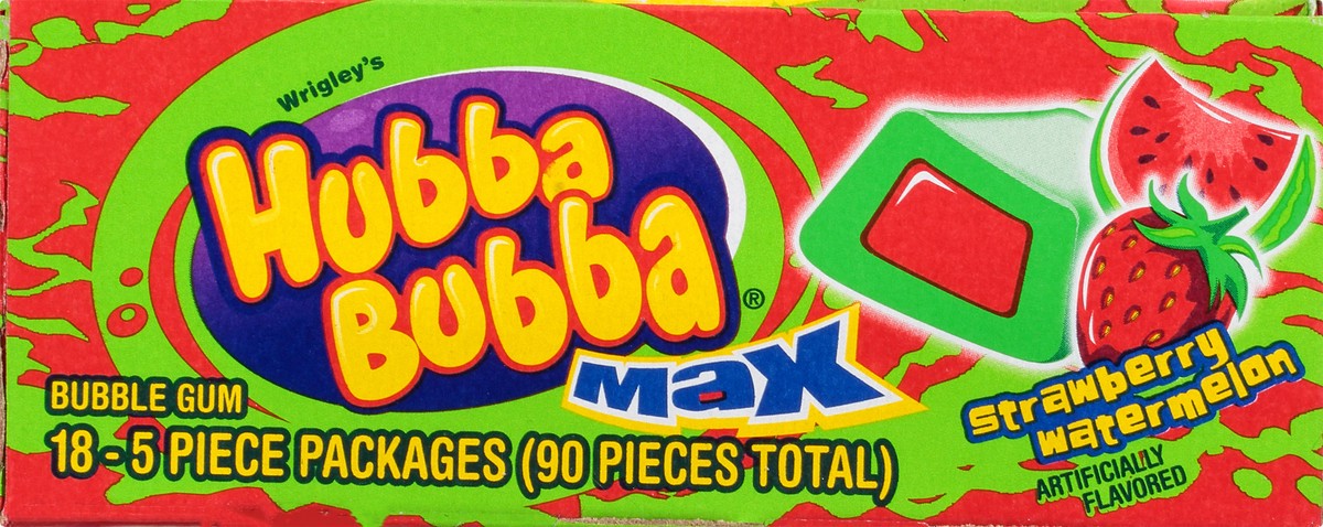 slide 1 of 2, Hubba Bubba Max Strawberry Watermelon Bubble Gum 18 ea, 18 ct