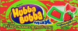 (18 Pack) HUBBA BUBBA Max Bubble Gum Strawberry Watermelon Flavored Chewing Gum, 5 Piece