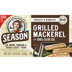 Season Wild Caught Skinless & Boneless Grilled Mackerel in 100% Olive Oil 4.375 oz