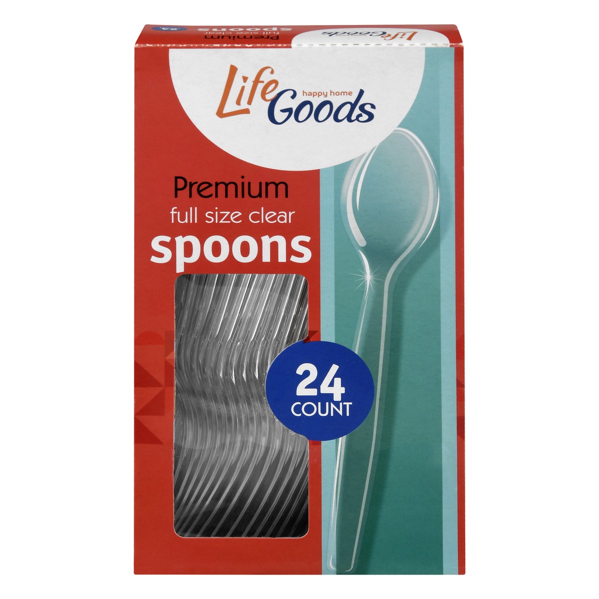 slide 2 of 4, Life Goods Premium Full Size Clear Spoons 24 ea, 24 ct