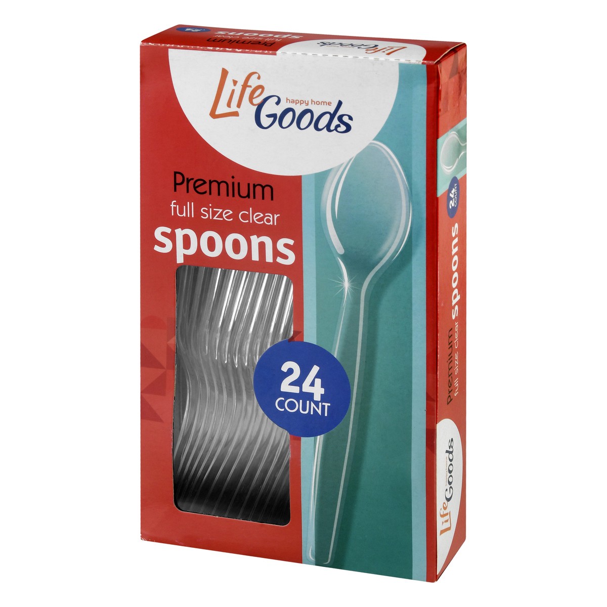 slide 3 of 4, Life Goods Premium Full Size Clear Spoons 24 ea, 24 ct