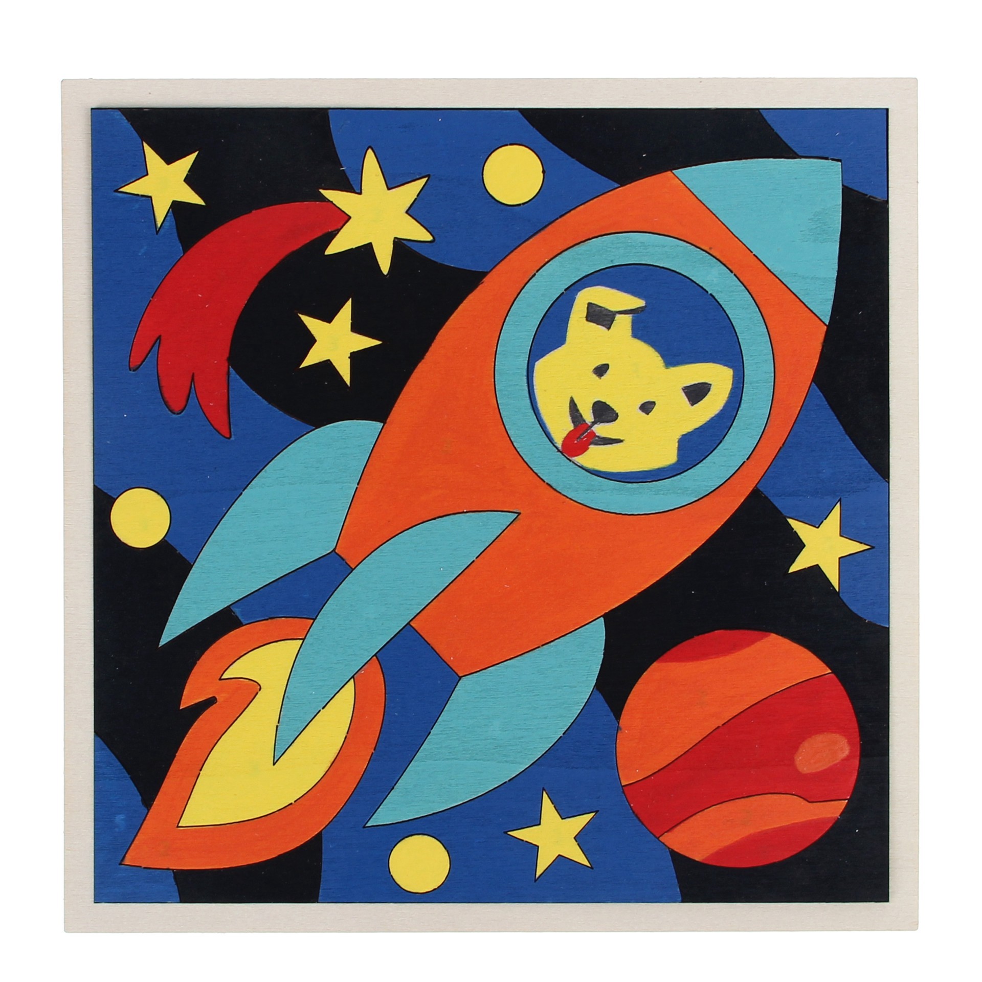 slide 3 of 4, Space Wood Paint-By-Number Puzzle Kit By Creatology, 20.32cm x 20.32cm