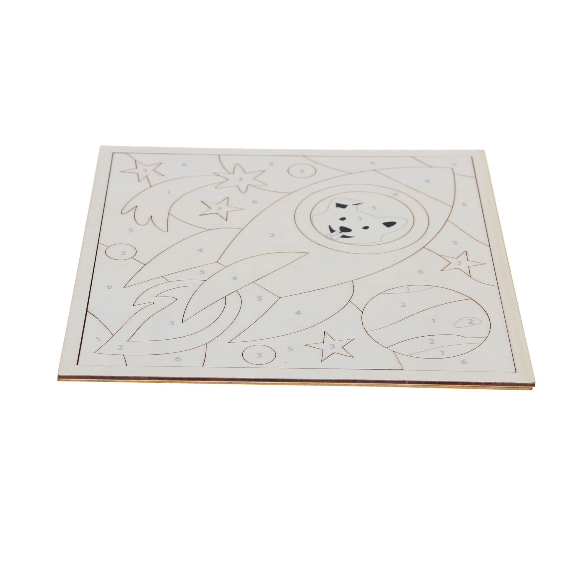 slide 4 of 4, Space Wood Paint-By-Number Puzzle Kit By Creatology, 20.32cm x 20.32cm