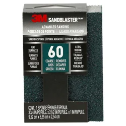 3M SandBlaster Sanding Sponge, Green, 3.75 in x 2.5 in x 1 in
