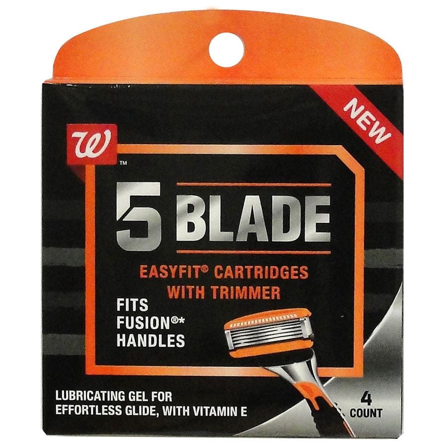 slide 1 of 1, Walgreens 5 Blade Easyfit Cartridges With Trimmer, 4 ct