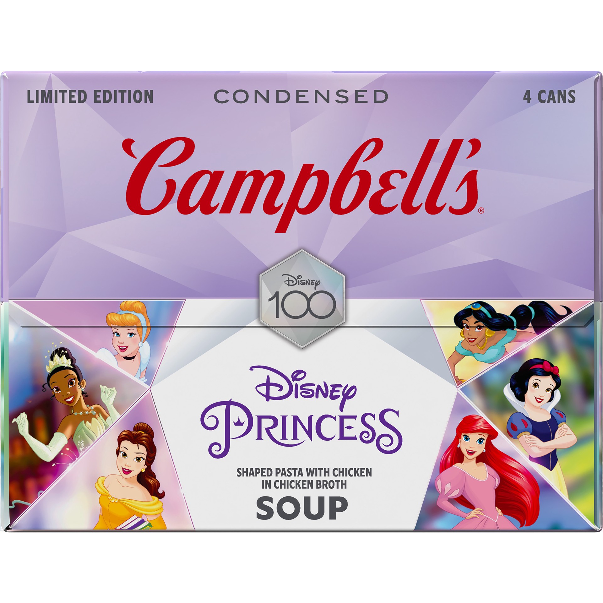 slide 4 of 5, Campbell's Condensed Chicken Soup, Disney Princess Shaped Pasta, 10.5 oz Can (Pack of 4), 42 oz