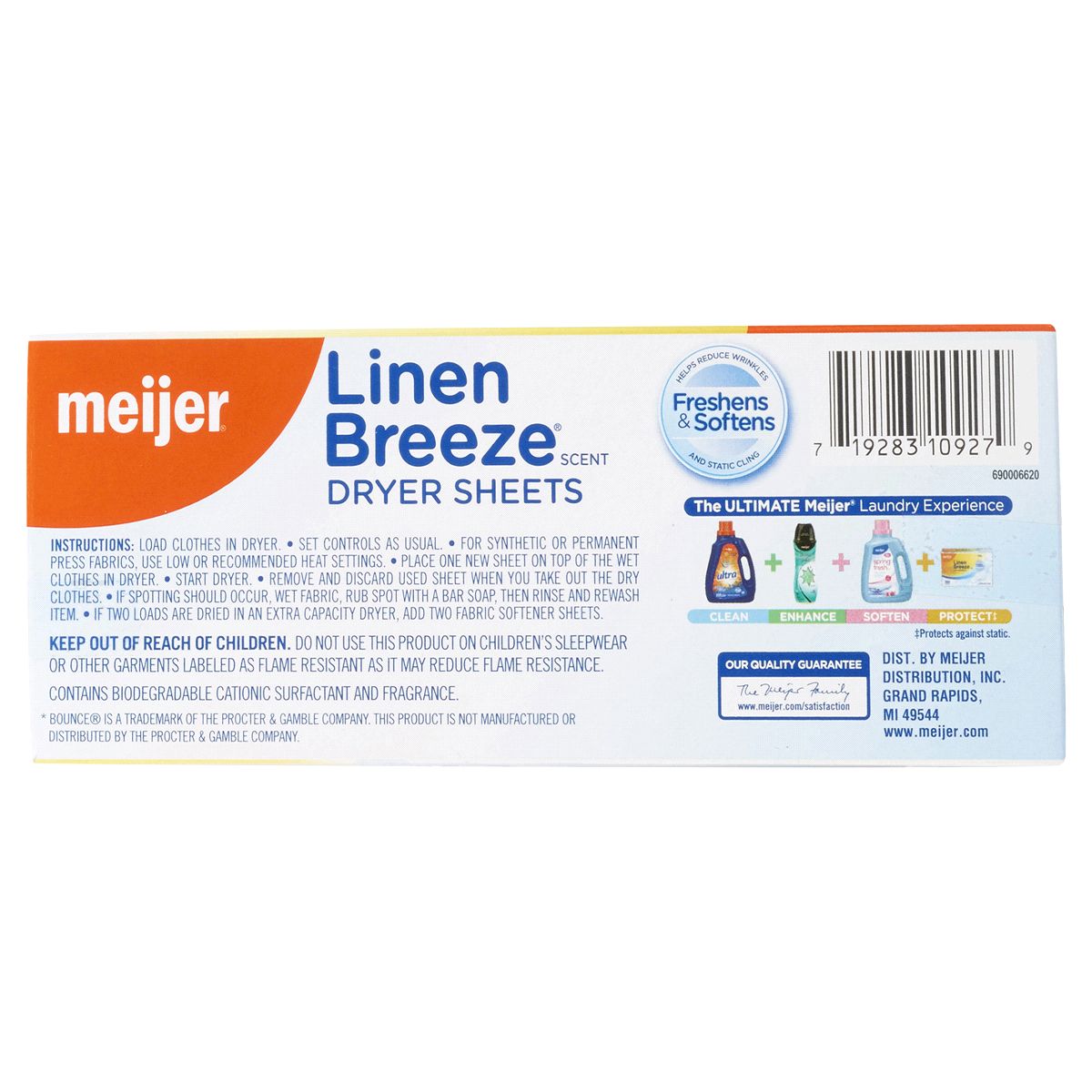 slide 3 of 3, Meijer Dryer Sheets, Linen Breeze, 120 ct