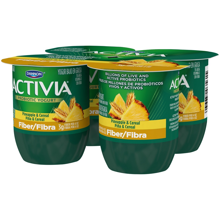 slide 3 of 7, Dannon Activia Fiber Probiotic Blended Lowfat Yogurt Vanilla, 4 ct; 4 oz