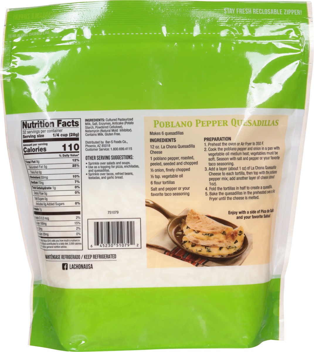 slide 7 of 9, La Chona Mexican Style Quesadilla Melting Cheese 32 oz, 32 oz