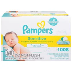 Pampers Sensitive Fragrance Free Wipes 12 - 84 Wipes Packs