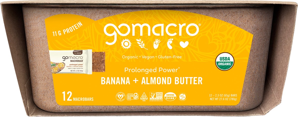 slide 2 of 11, GoMacro Banana + Almond Butter MacroBar 12ct Tray, 12 ct