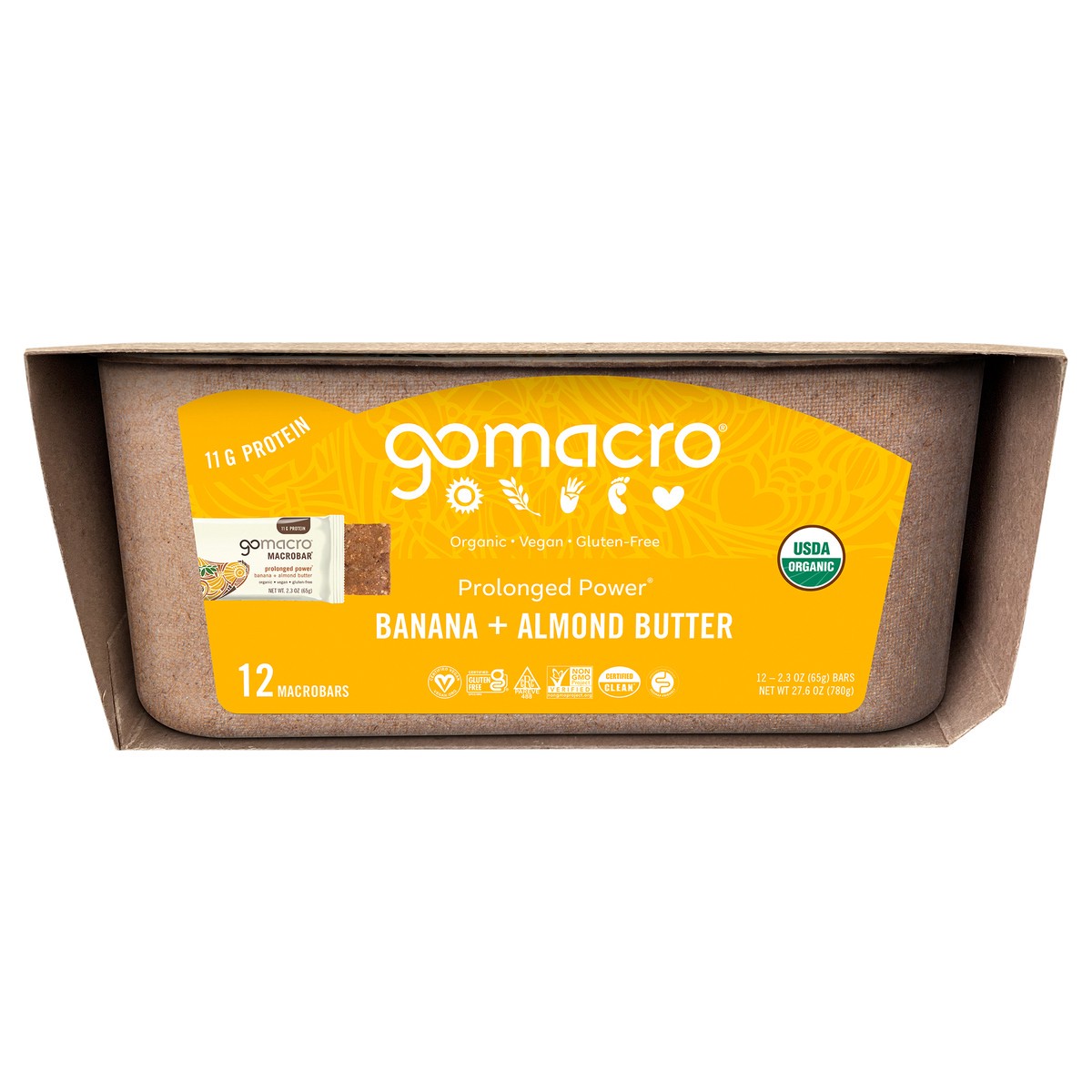 slide 1 of 11, GoMacro Banana + Almond Butter MacroBar 12ct Tray, 12 ct