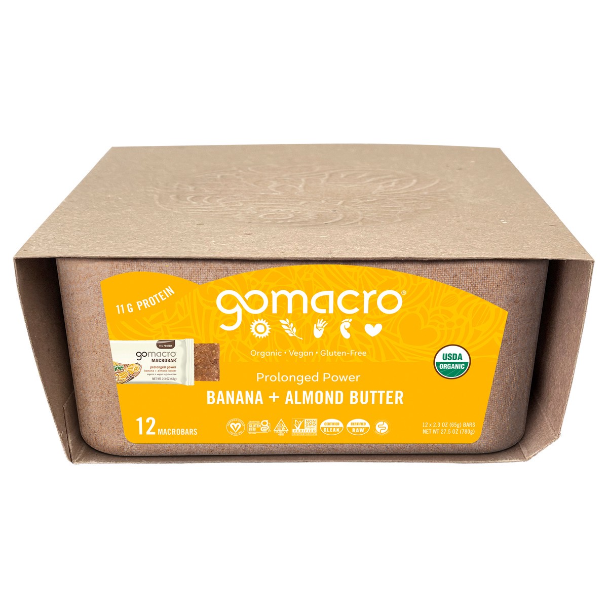 slide 11 of 11, GoMacro Banana + Almond Butter MacroBar 12ct Tray, 12 ct