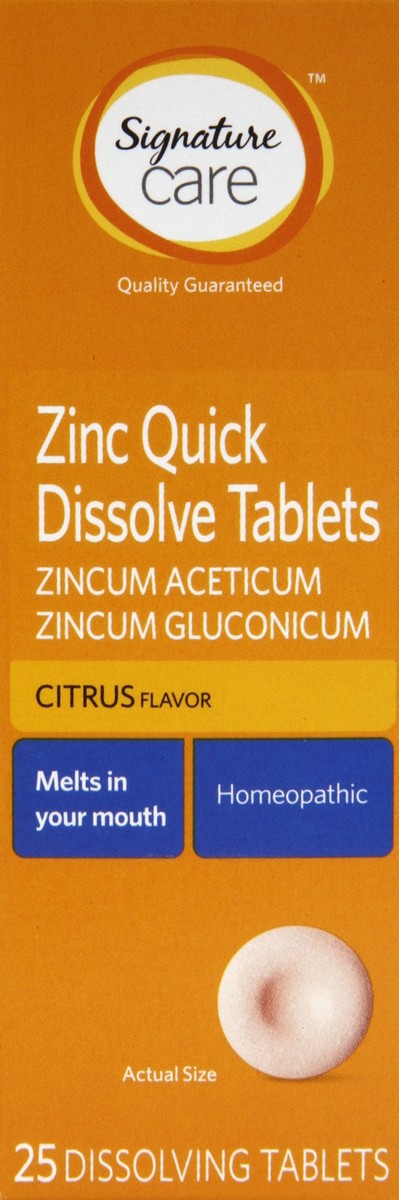 slide 3 of 4, Signature Zinc, Quick Dissolve Tablets, Citrus Flavor, 25 ct