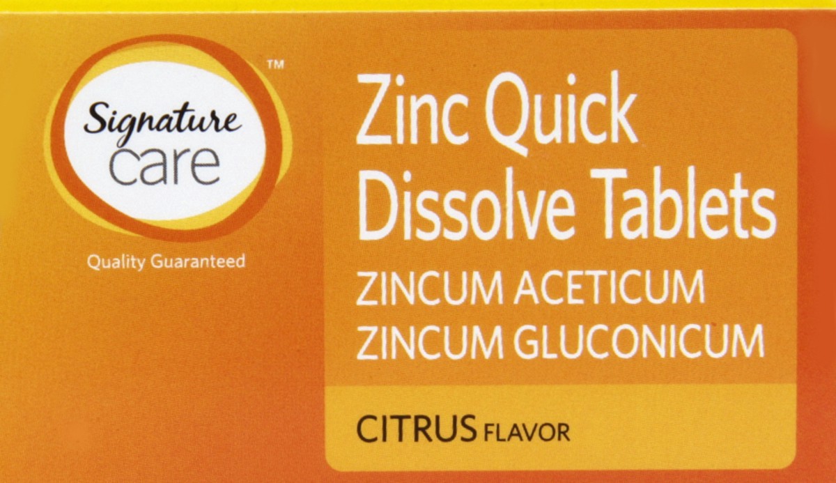 slide 2 of 4, Signature Zinc, Quick Dissolve Tablets, Citrus Flavor, 25 ct