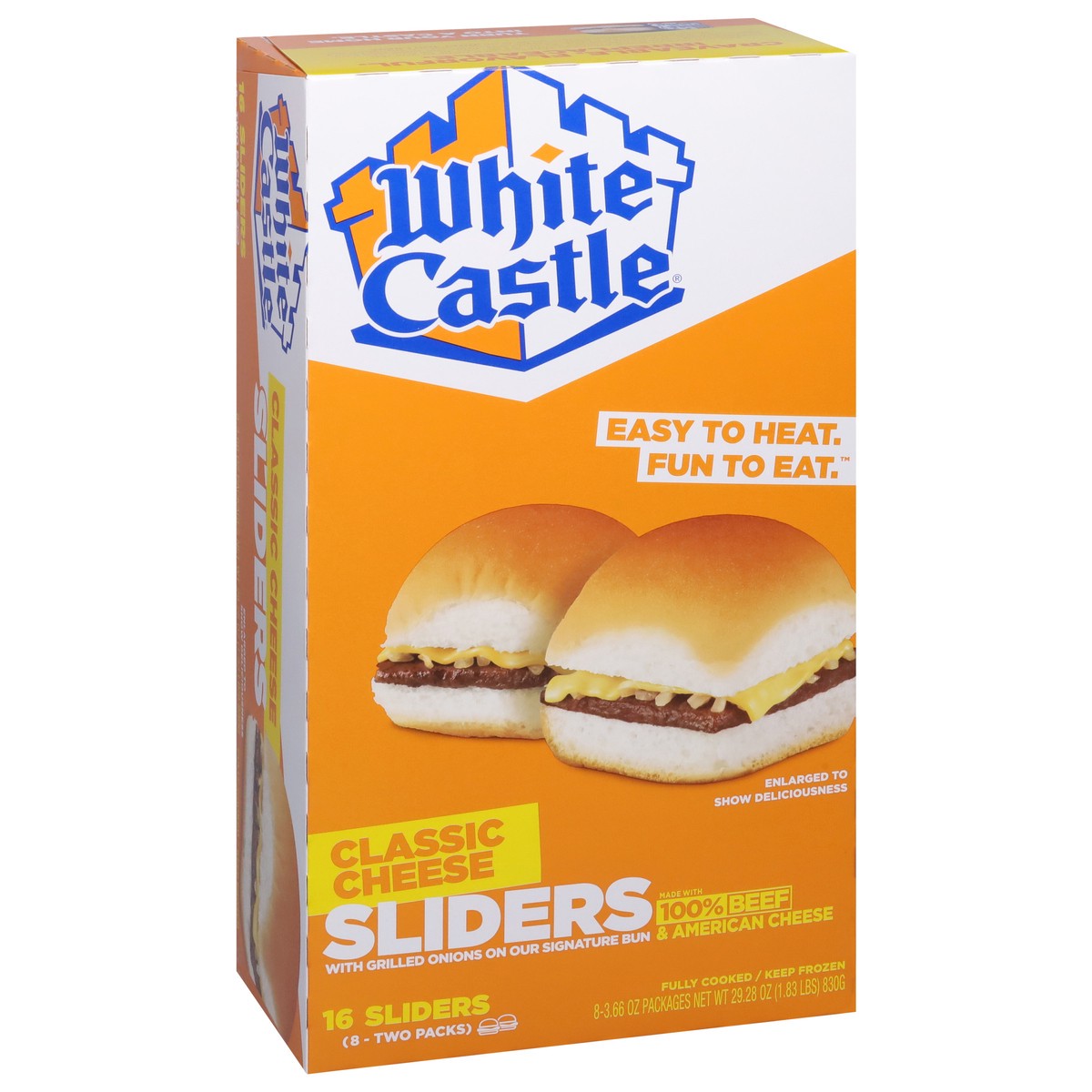 slide 9 of 9, White Castle Classic Cheese Sliders 8 - 2 Packs, 8 ct