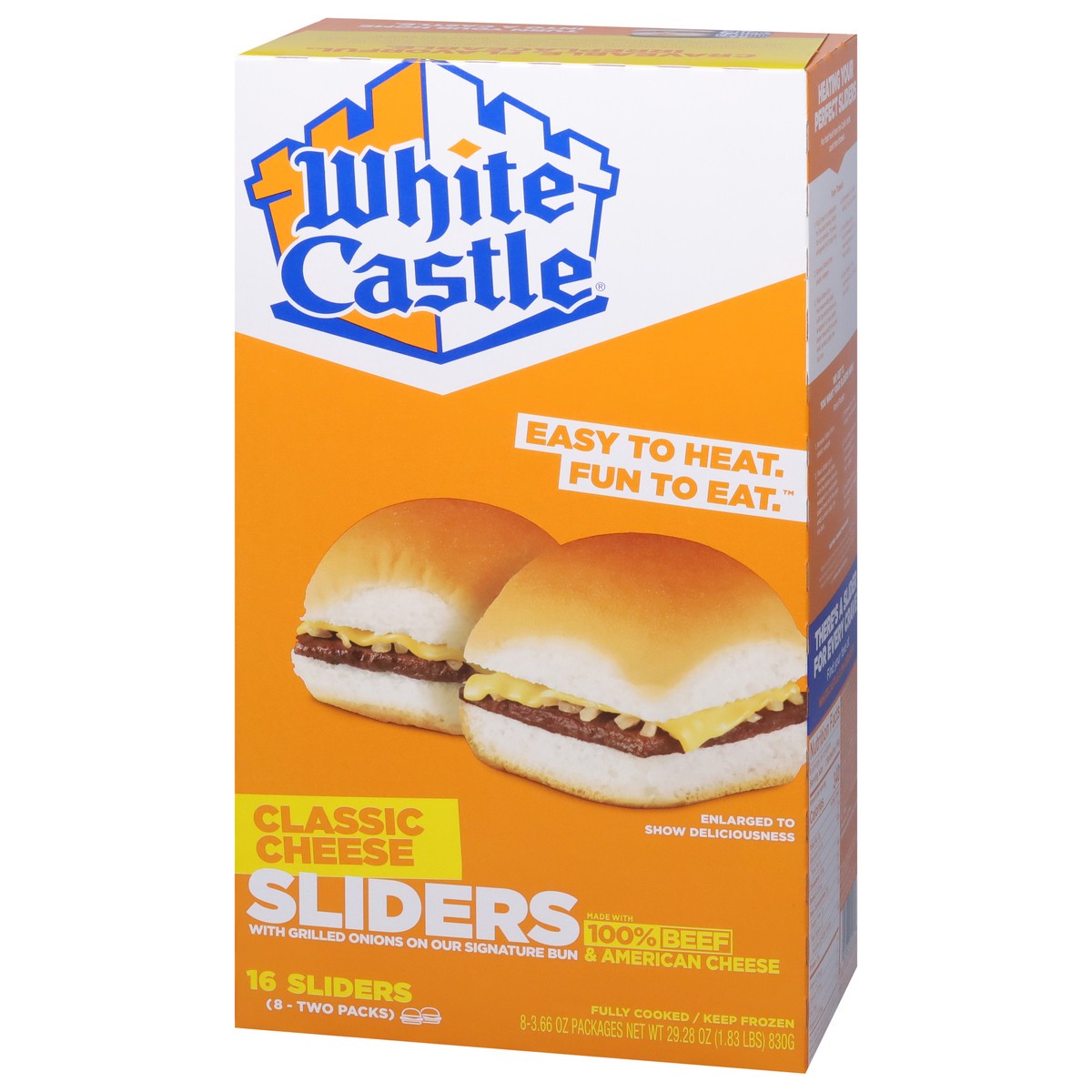 slide 2 of 9, White Castle Classic Cheese Sliders 8 - 2 Packs, 8 ct