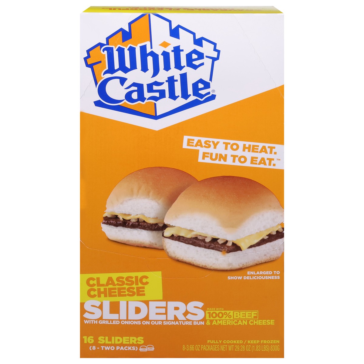 slide 1 of 9, White Castle Classic Cheese Sliders 8 - 2 Packs, 8 ct