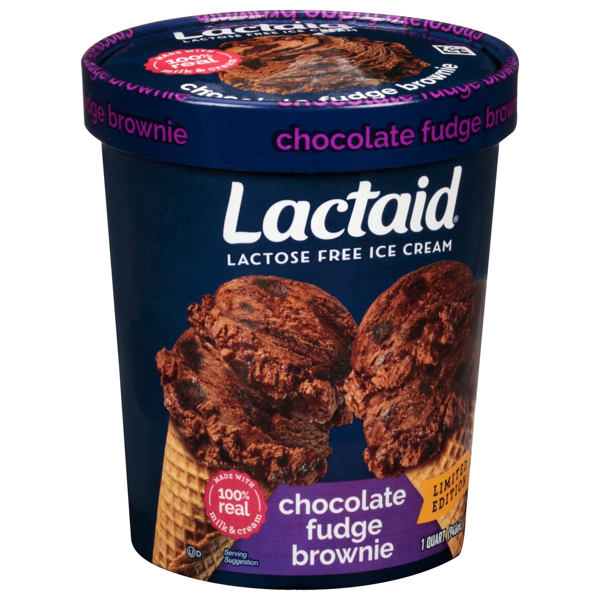 slide 2 of 9, Lactaid Chocolate Fudge Brownie Ice Cream, 1 Quart, 1 qt