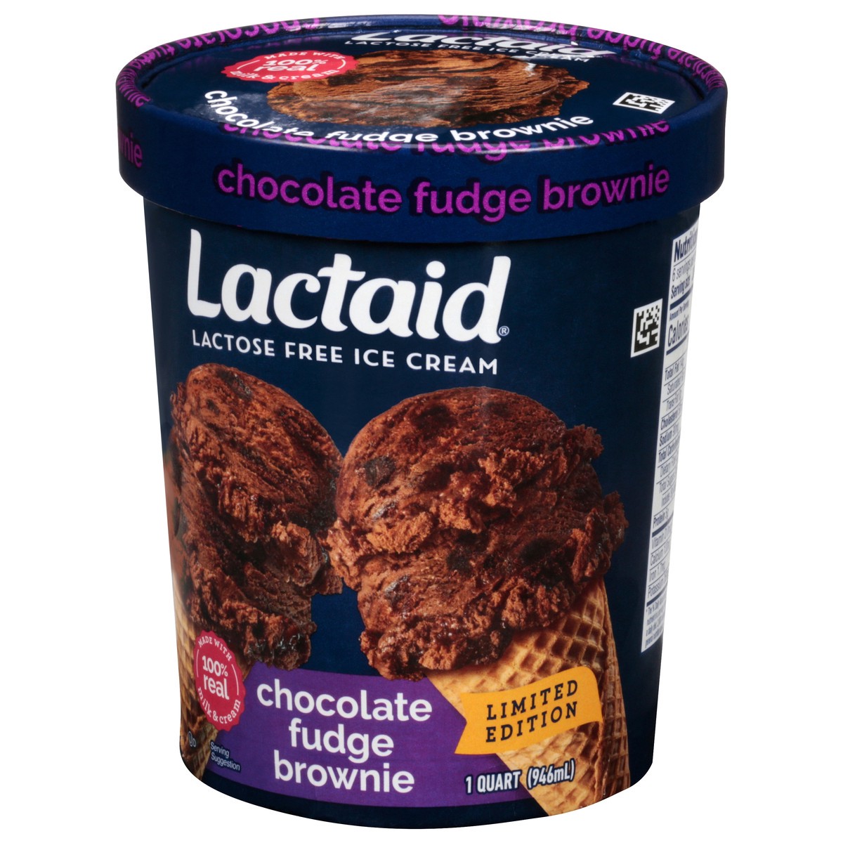 slide 3 of 9, Lactaid Chocolate Fudge Brownie Ice Cream, 1 Quart, 1 qt