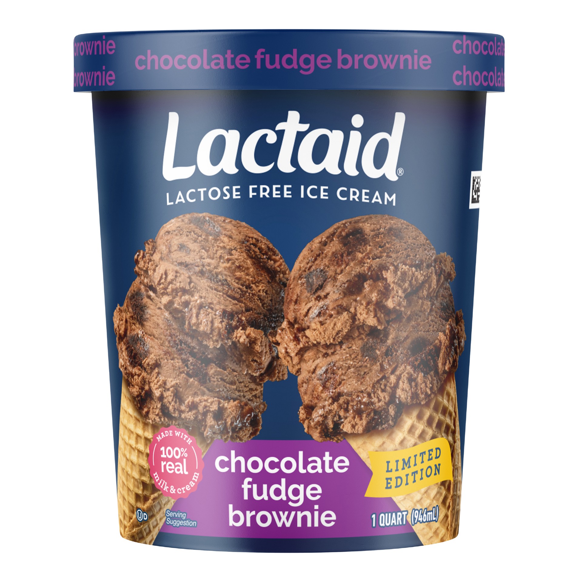 slide 1 of 9, Lactaid Chocolate Fudge Brownie Ice Cream, 1 Quart, 1 qt