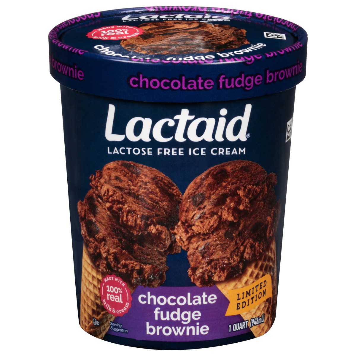 slide 1 of 9, Lactaid Chocolate Fudge Brownie Ice Cream, 1 Quart, 1 qt