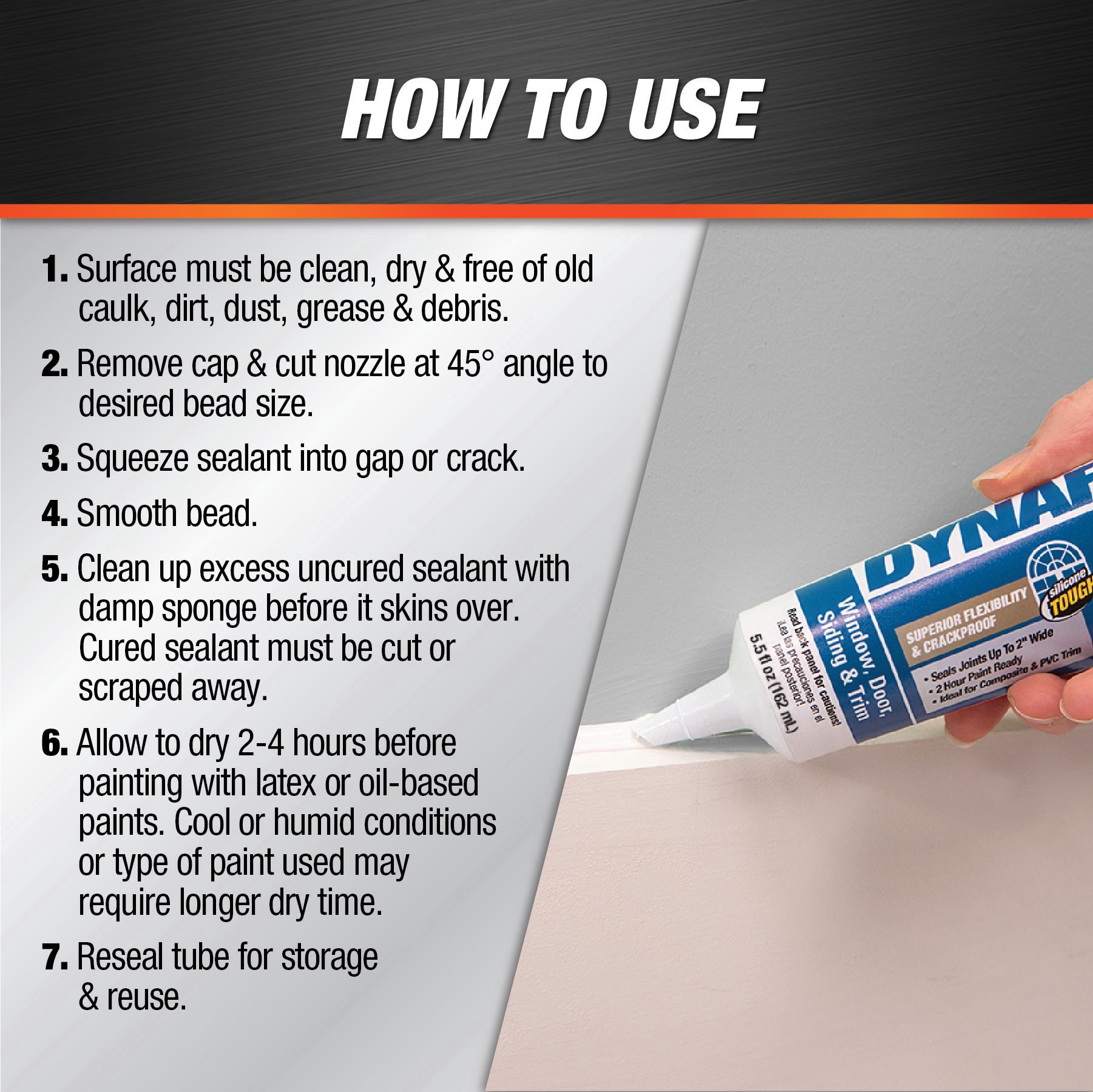 slide 4 of 6, Dap Dynaflex 230 Window And Door Sealant - White, 5.5 oz