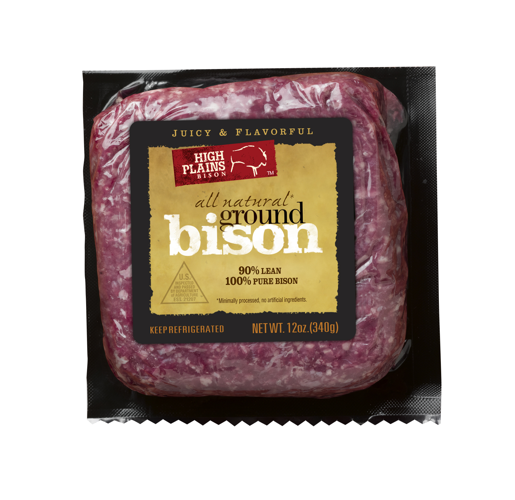 slide 1 of 1, High Plains Bison High Plains 100% Natural Ground Bison 90/10, 12 oz