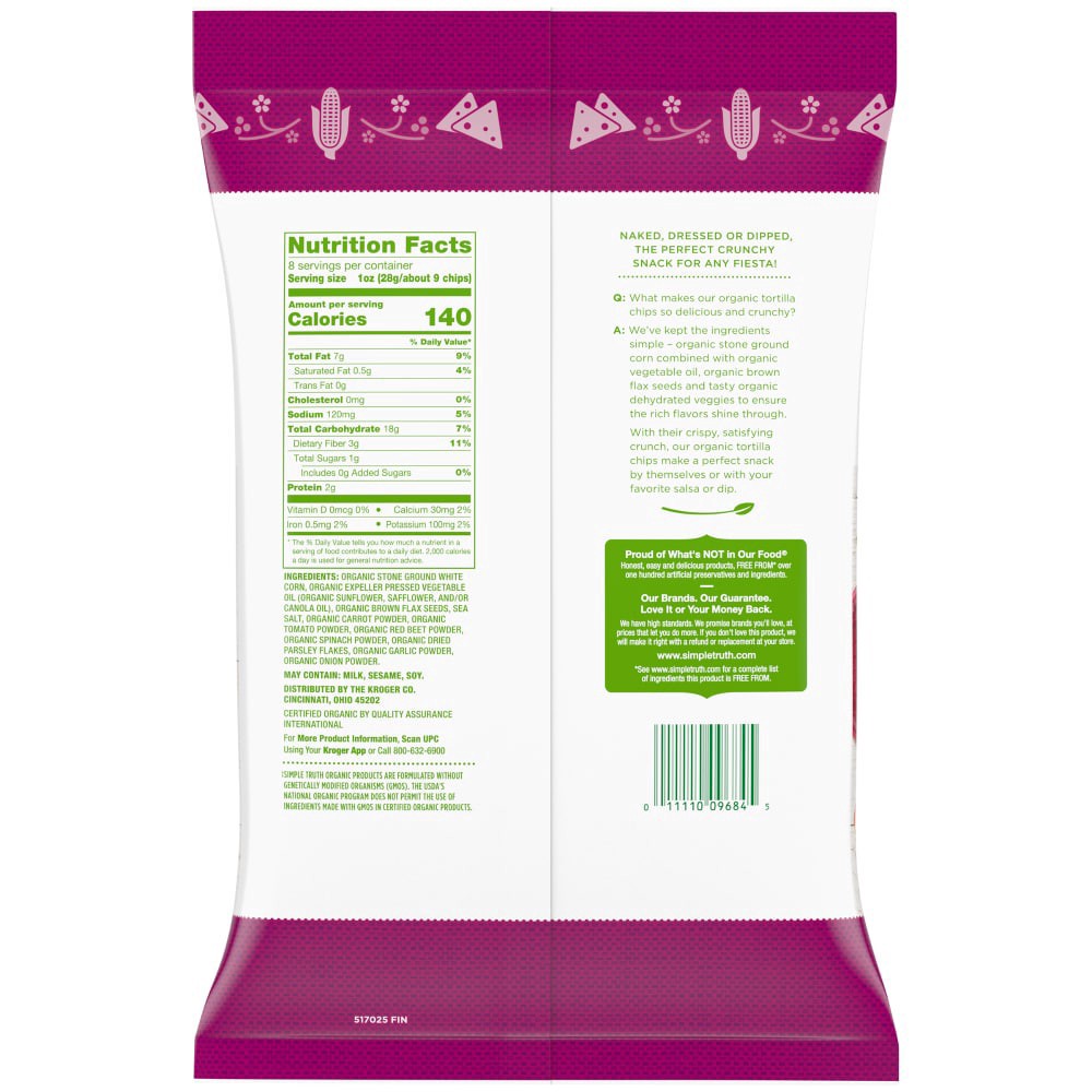 slide 3 of 4, Simple Truth Organic Veggie & Flaxseed Corn Tortilla Chips, 8 oz