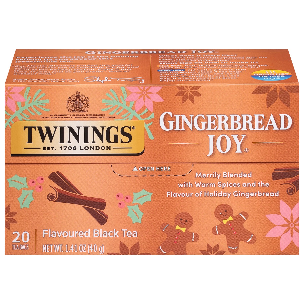 slide 9 of 15, Twinings Gingerbread Joy Black Tea 20 Tea Bags, 1 ct