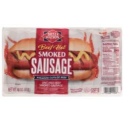 Dietz & Watson Smoked Uncured Beef Hot Sausage 48 oz