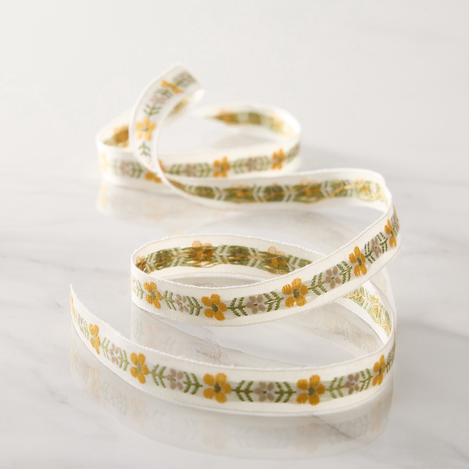 slide 2 of 2, 1/2" X 7yd. Yellow Jacquard Ribbon By Celebrate It Classic, 1/2 in x 7 yd