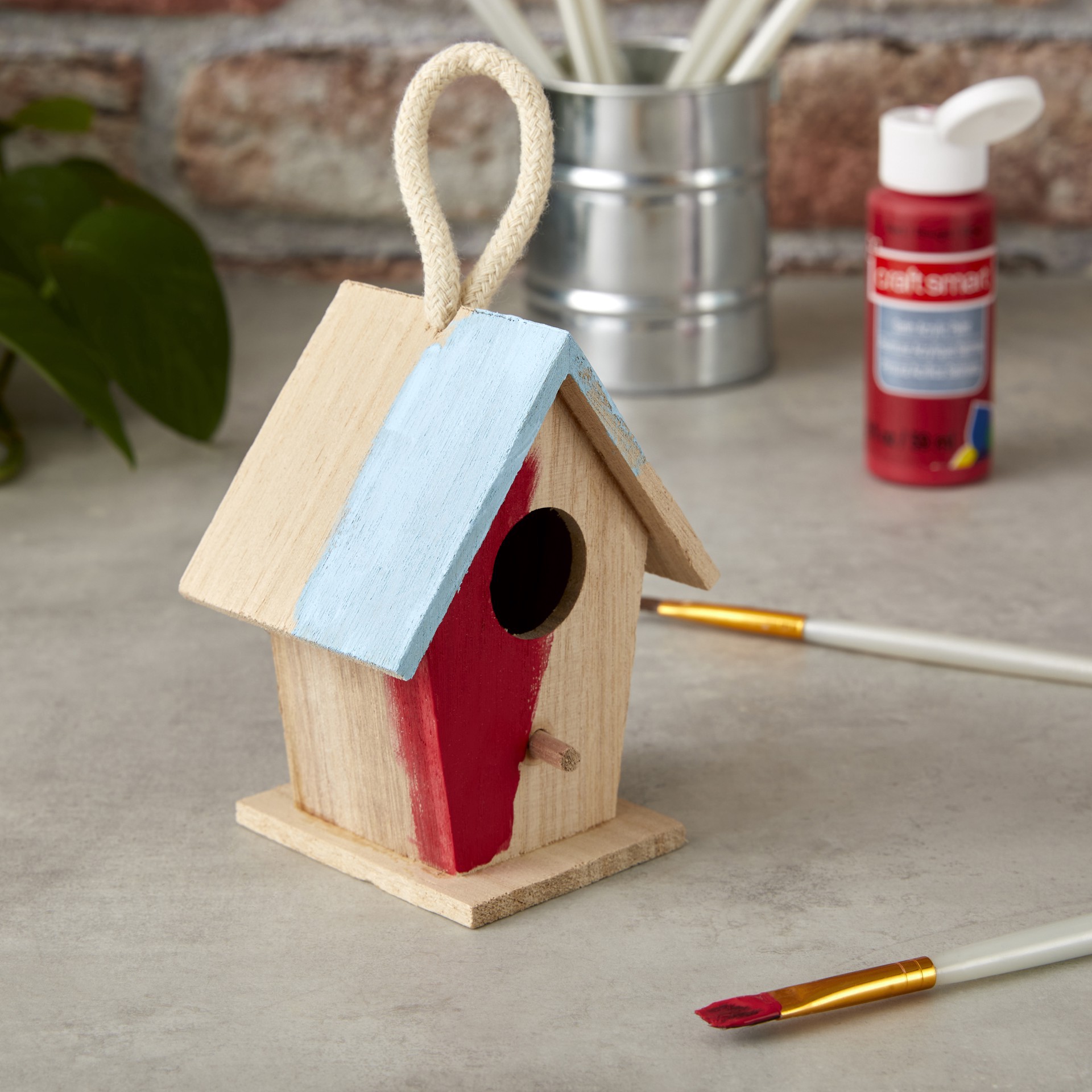 slide 3 of 4, 4" Traditional Wood Birdhouse By Make Market, 4.1 in x 3.4 in x 2.7 in